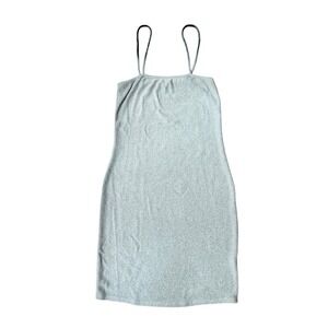 Moa Moa Womens Mint Green Textured Knit Spaghetti Strap Mini Bodycon Dress Small